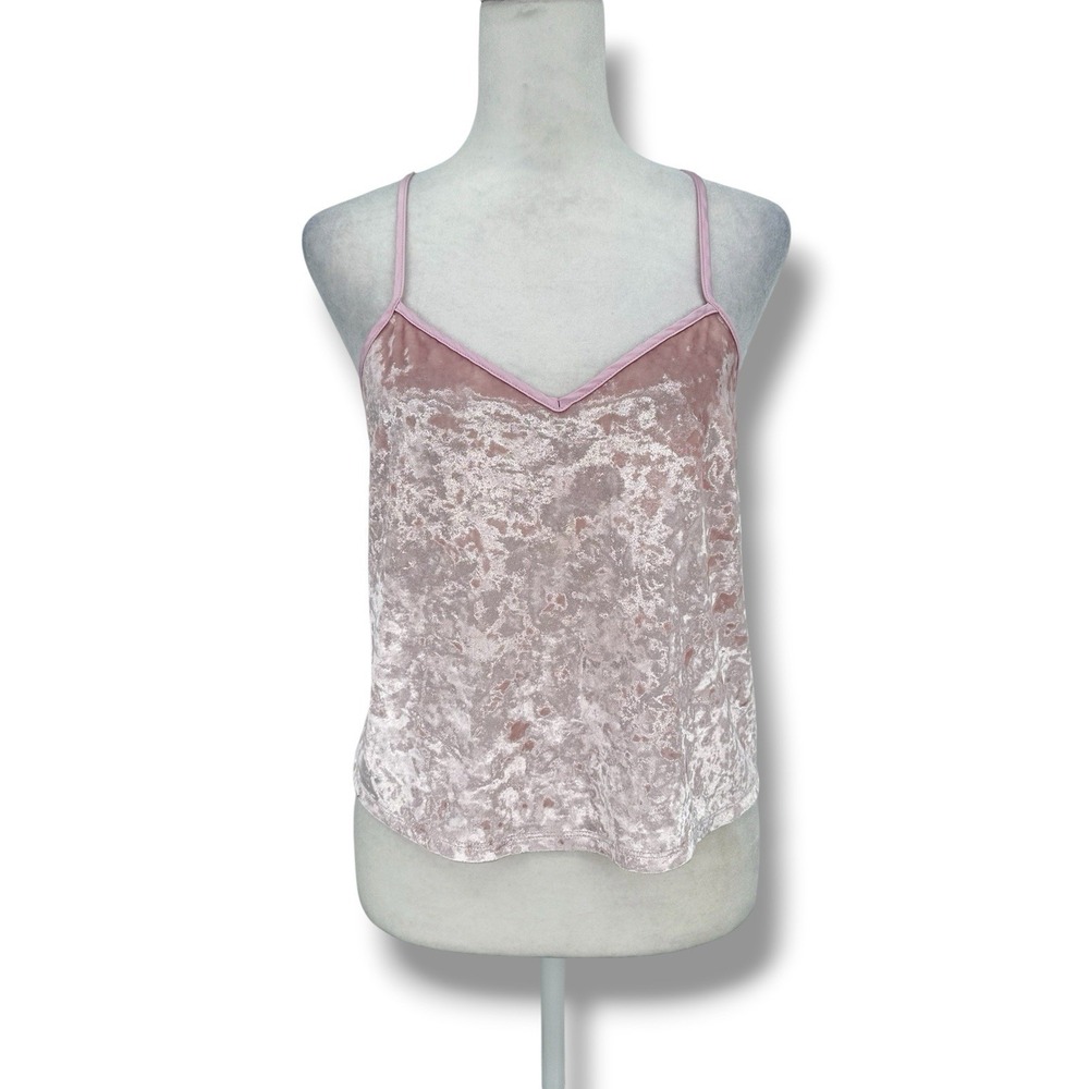 Victoria's Secret Pink Velvet Cami S Crushed Velour Y2K Coquette Fairy Crossback